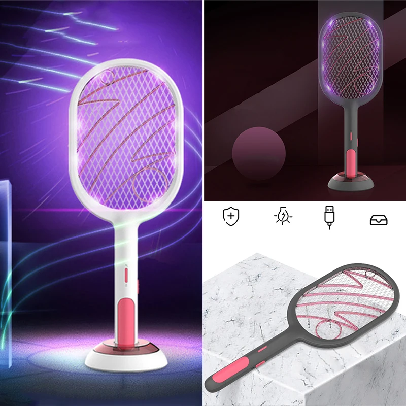 

Hanging Electric Mosquito Swatter Killer Lamp Multicunctional Adjustable Bug Zapper Electric USB Rechargeable Mosquito Fly Bat