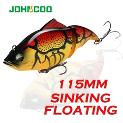JOHNCOO 115mm Sinking VIB Fishing Lure Lipless Crankbait Artificial Floating Hard Bait Pike Bass Fishing Tackle
