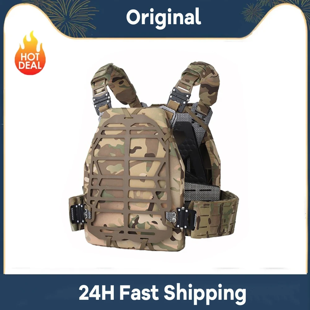 QHIU Gilet tattico Protezione Regolabile Leggero Camouflage Panciotto Giubbotti Militare Assault Combat Molle Vest per Softair Paintball CS Sport all'aria aperta