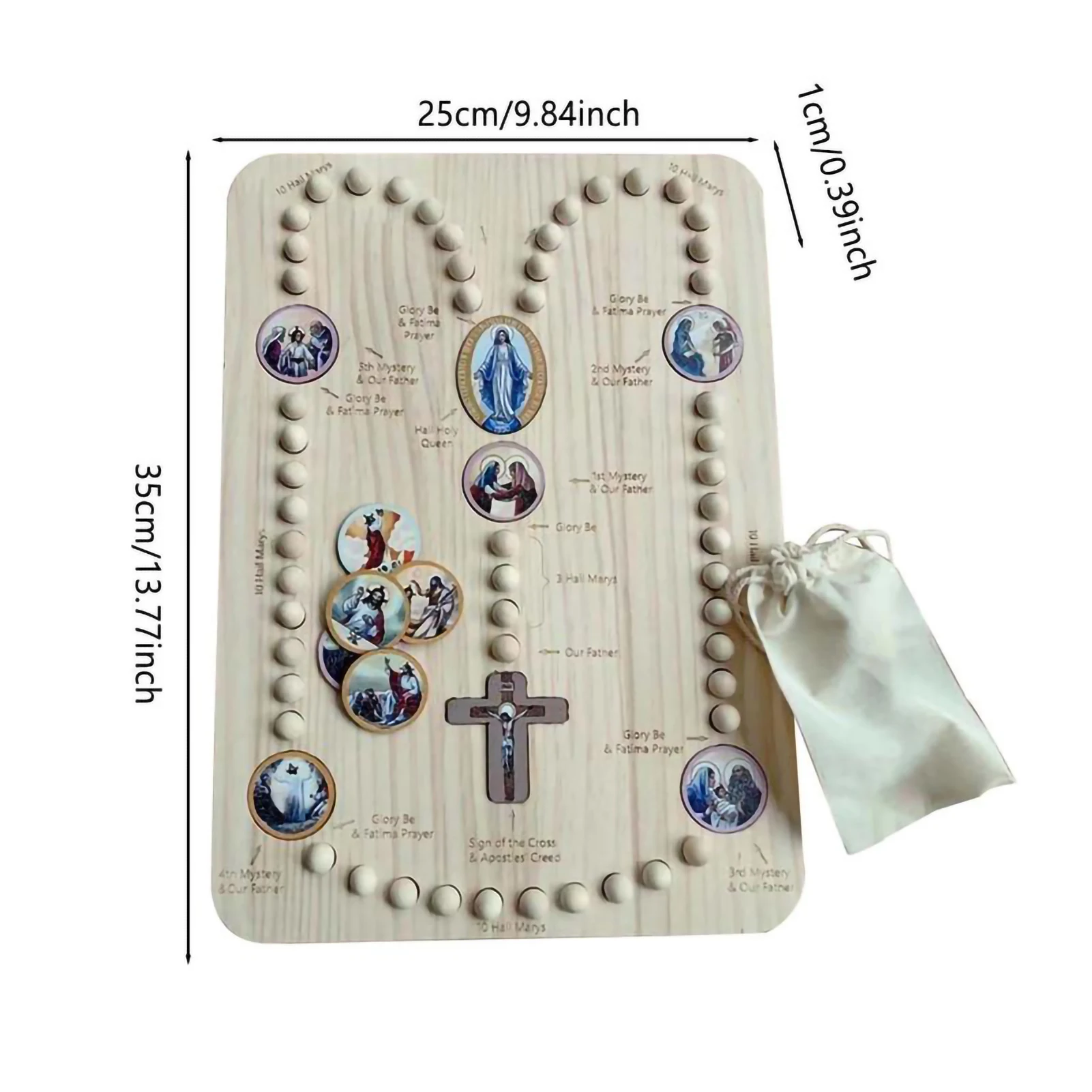 Wooden Rosary Board Montessori Inspired Board Family Prayer Rosary Boards Spiritual Portable Church Meditation Rosarys
