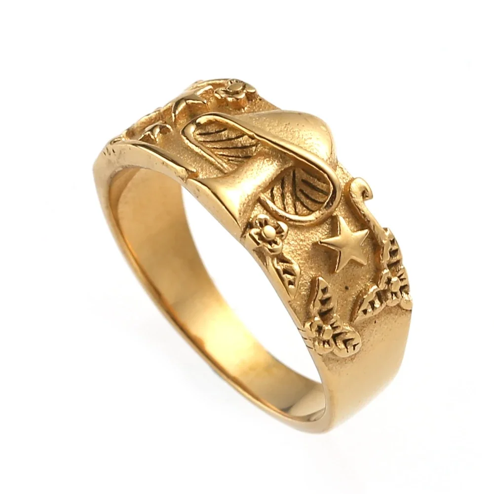 thumbnail image 1 of Mushroom Star Men Rings Stainless Steel Retro Punk New In Rock Women Jewelry Fashion Accessories Stranger Things Gift Wholesale, 1 of 5