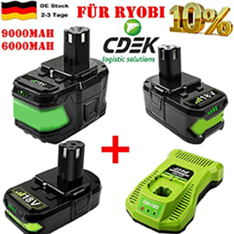 Baterai 6,0Ah Xupah Für P108 18V Ryobi Akku One Plus Baterai