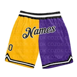 Custom Yellow Purple Authentic Basketball Shorts 3D Printed Men Shorts Your Name Mumber Quick Drying Beach Shorts