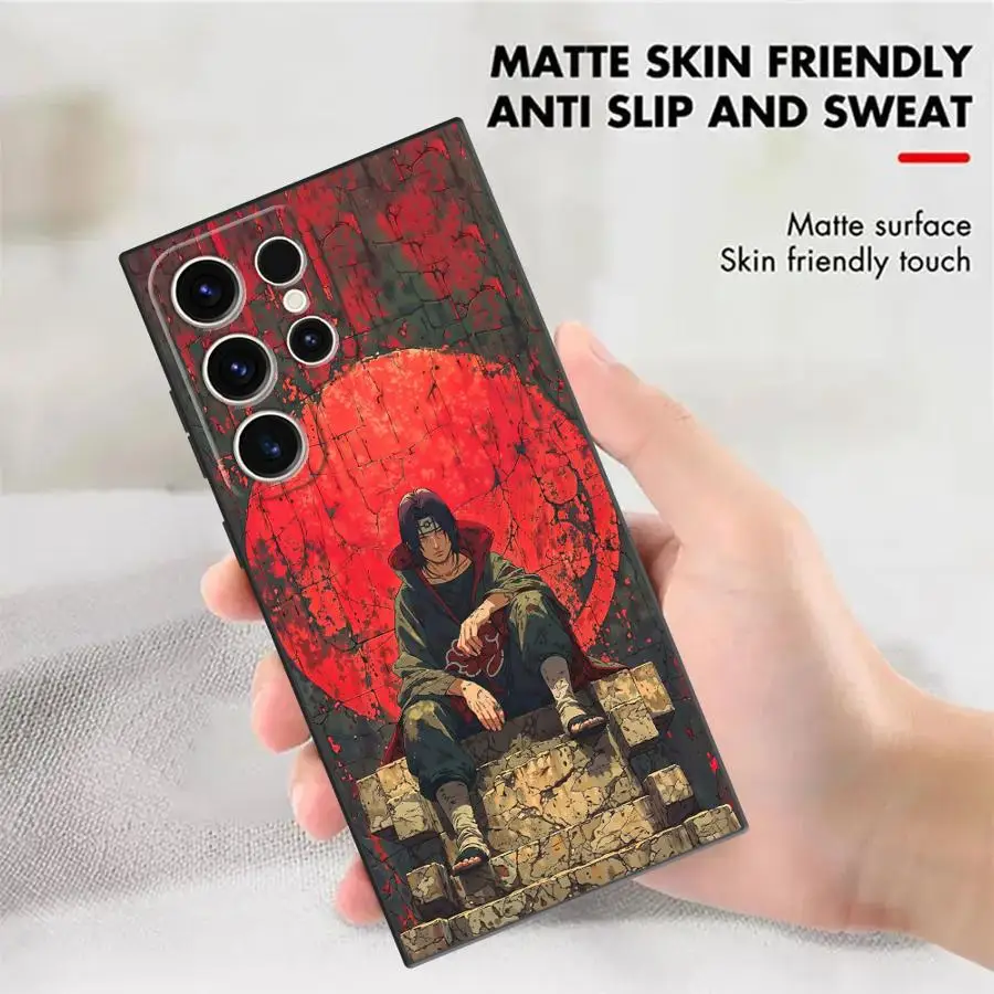 Black Soft Phone Cover with Cartoon Uchiha Itachi Design