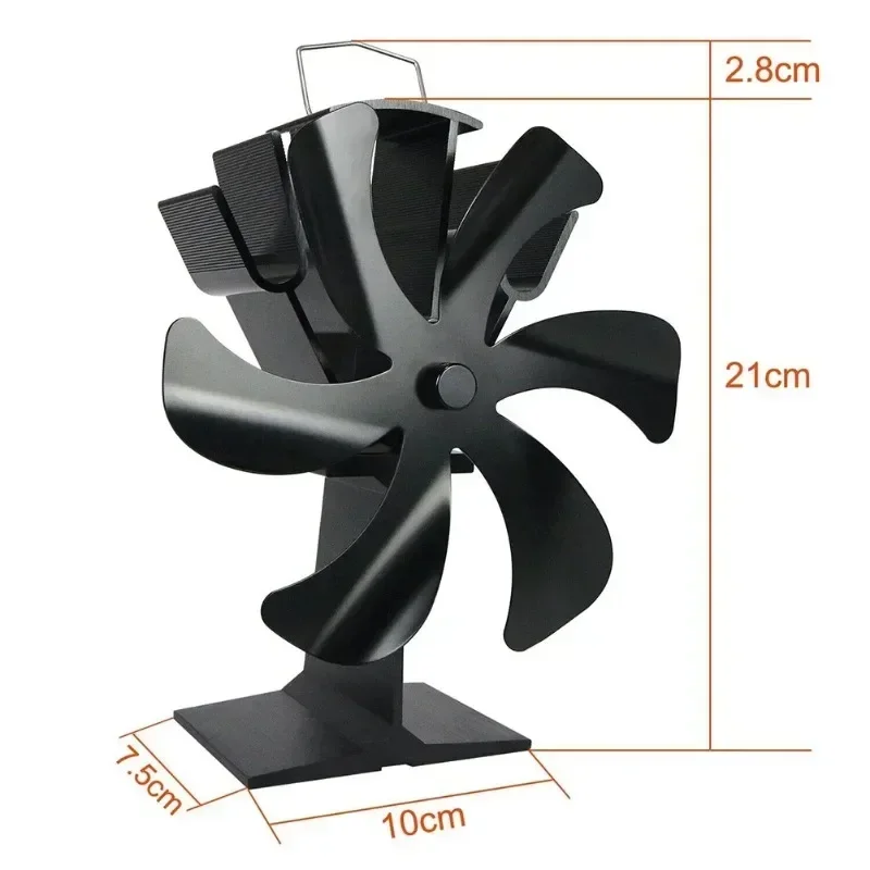 Standing 6-Blade Furnace Fan Thermal Fireplace Fan No Electricity Wireless Low-Noise Wood Burner Aluminum Alloy Ecological