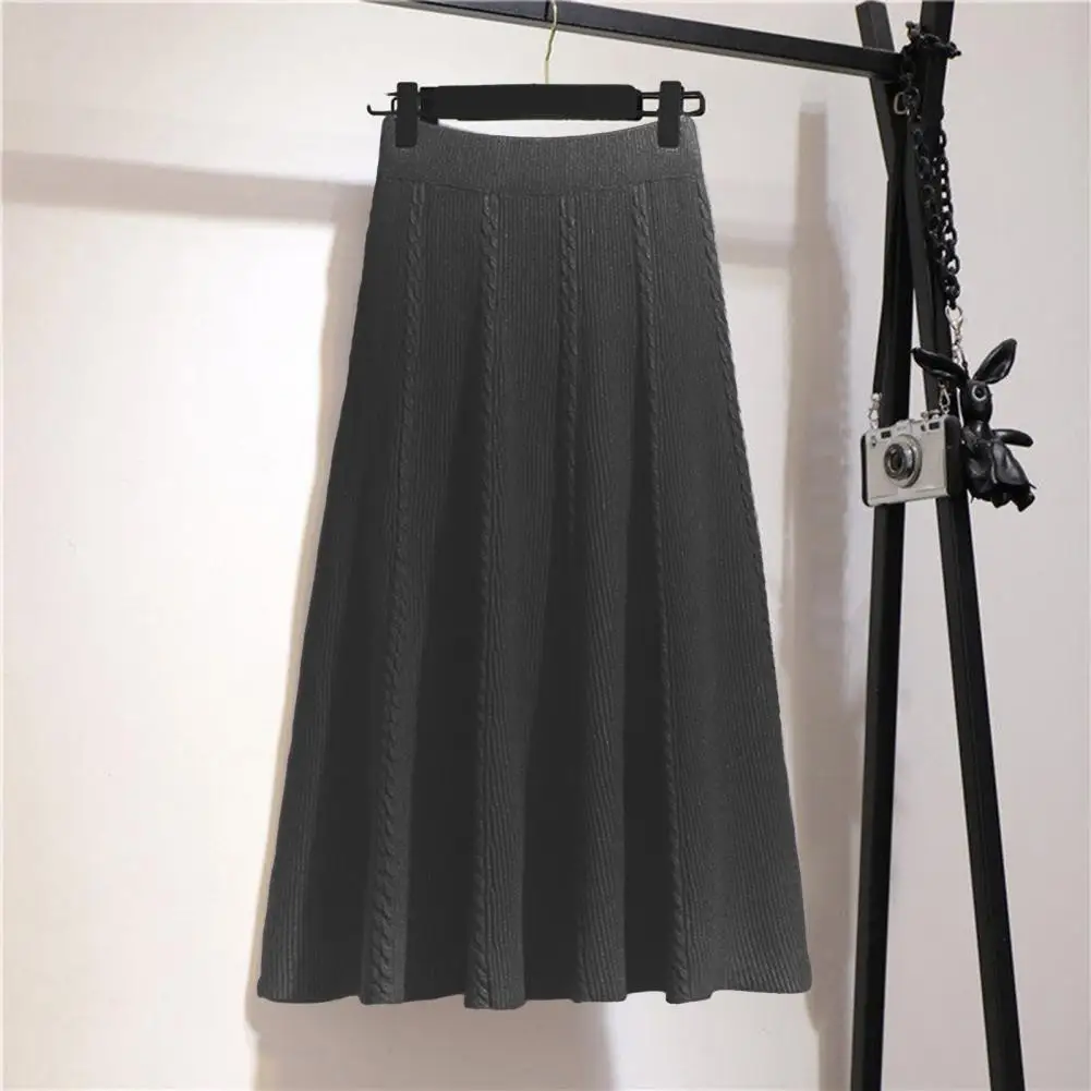 

Women's Long Skirt 2024 New Fashion Big Swing Skirt Office Lady Elastic Waist Solid Champagne Purple Red A-LINE Skirt for Women