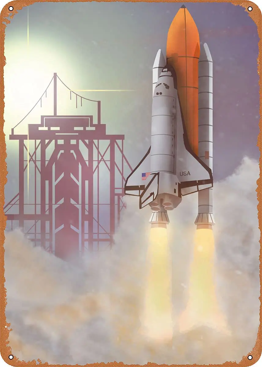 

Lift Off Metal Tin Sign Retro Wall Decor Vintage Art Print Poste Great Gift for Space Fans 8 x 12 inch