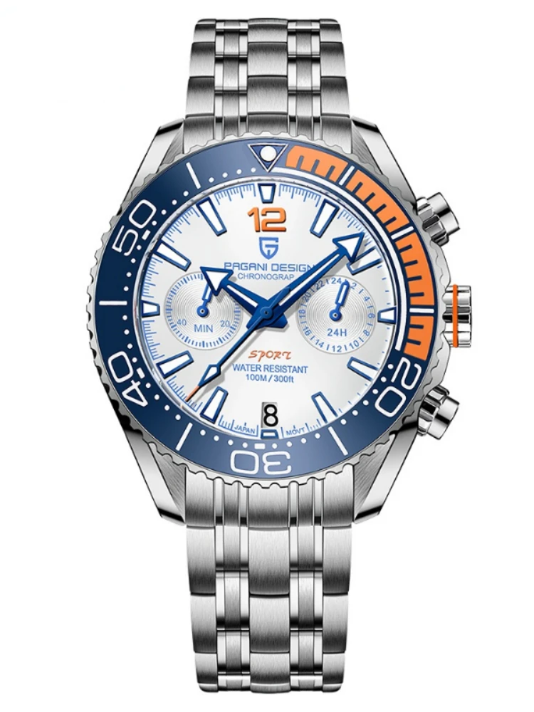 Top Brand Men Quartz Wristwatches Fashion Ceramic Bezel Chronograph Japan Sapphire Glass Watch For Men Reloj