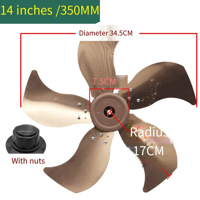 เส้นผ่านศูนย์กลาง 18 นิ้ว 42 ซม., รัศมี 21 ซม., รูเปิด 0.8 ซม. ดีไซน์ 5 ใบพัด ใช้แทนใบพัดพัดลมได้ ช่วยเพิ่มอายุการใช้งาน 1
