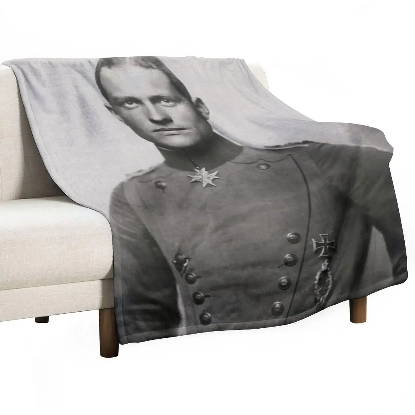 

Richthofen with Pour le Merite... WWIPortrait Throw Blanket Blankets For Bed For Sofa Thin Blankets