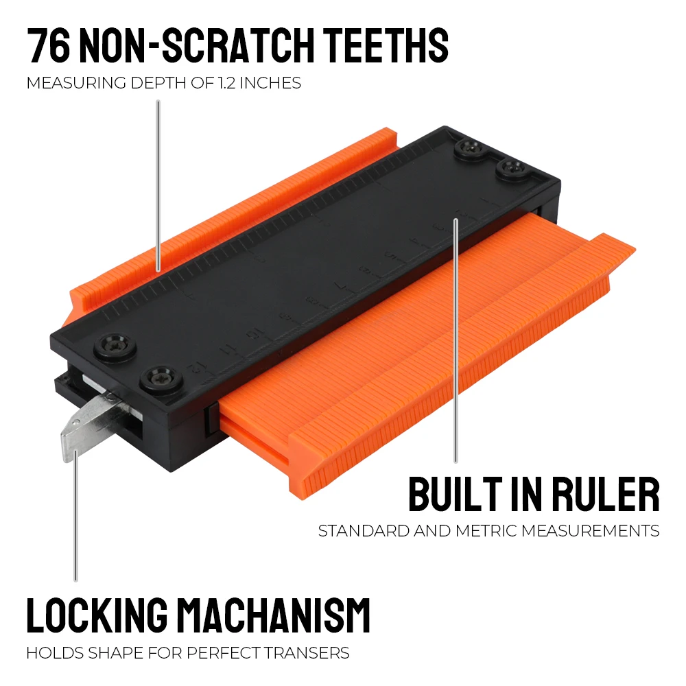Laminate Tile Contour Gauge with Adjustable Lock - Precision Alloy Edge Shaping and Wood Measurement Tool