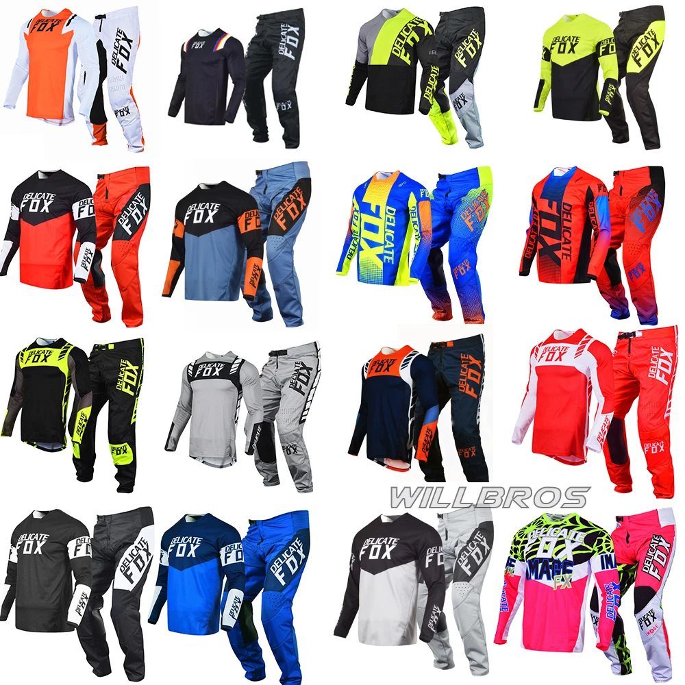 Delicate Fox Conjunto de para Motocross, Jersey y pantalones Combo MX BMX Dirt Bike, bicicleta de montaña, todoterreno, traje para hombre adulto, 180, 360|Combinaciones| - AliExpress