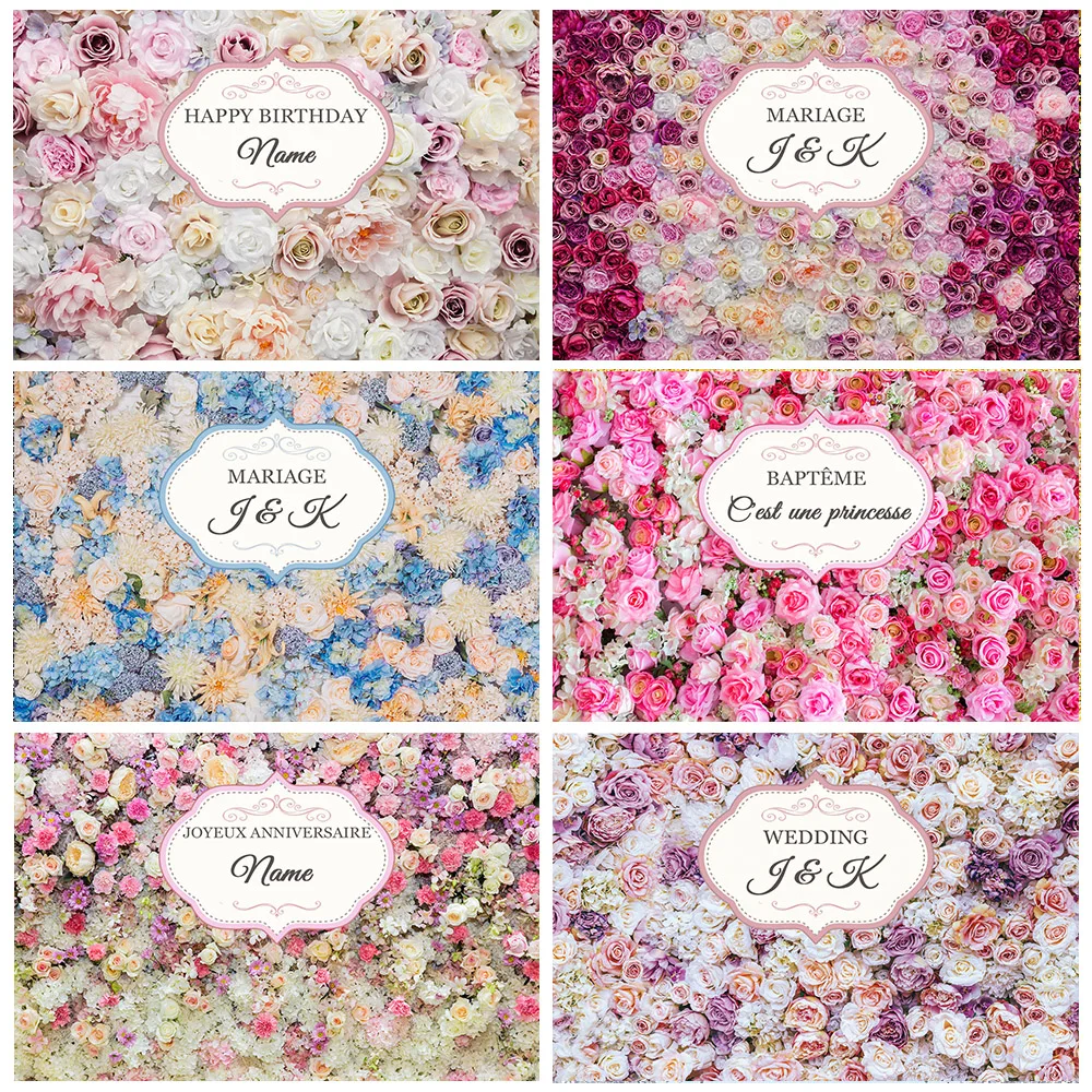Flower-Wall-Photography-Backdrop-Baby-Shower-Bridal-Wedding-Custom-Name ...