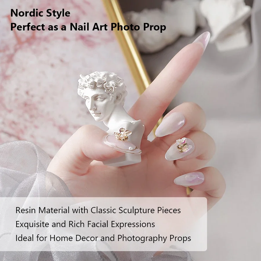 Mini statua artistica per nail art, strumenti per accessori fotografici per unghie, strumento fotografico per visualizzare punte di smalto gel - immagine 2