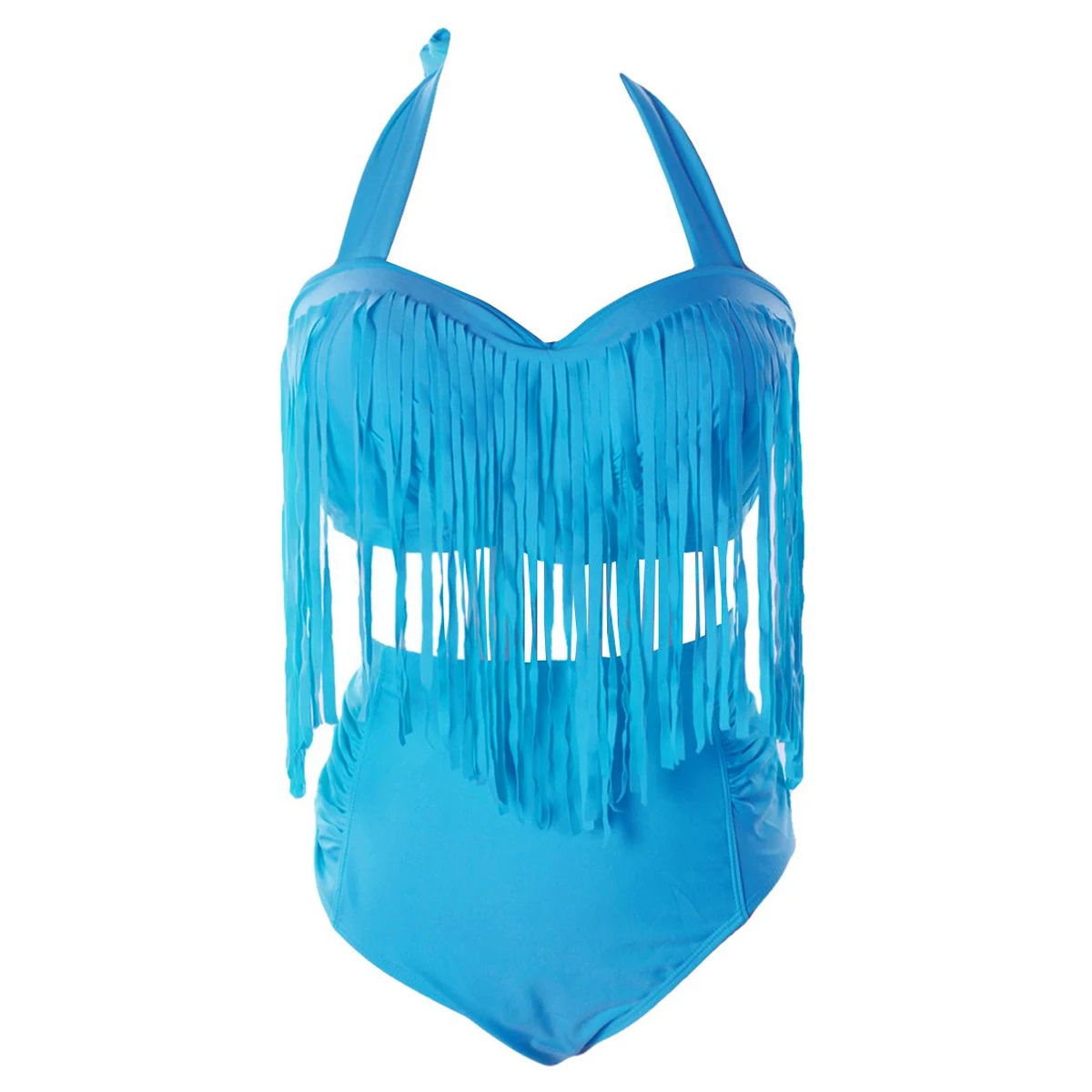 Tassel Bikini Bathing Suit 2Pcs Swimwear Summer Beach Wear Sexy Women Solid Color Swimsuit Plus Size Bathing Suits
