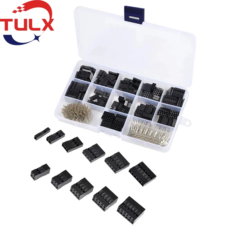 

620Pcs/ Box Du Pont Connector 2.54MM Kit1P 2P 3P 4P 5P 6P Male Female Reed Docking Piece Set Kit 2x2P 2x3P 2x4P 2x5P 2x6P