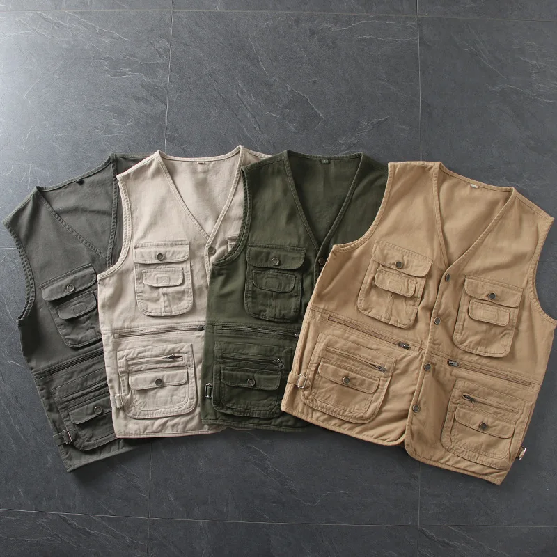 

Ropa Hombre 2022 American Trend Multi-pocket Tooling Vest Men's Short Japanese Retro Casual Vest Jacket Top Men's Clothing