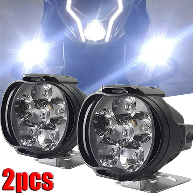 2pcs LED Auxiliary Headlight for Motorcycle Spotlight Lamp Electric Vehicle Bike 6 LED Auxiliary Headlight Bright Moto Car Light ampoule e10 led bulb 3v 6v 12v 24v super 3w 3535 non polar flashlight headlight car auto interior exterior light head lamp 12 v