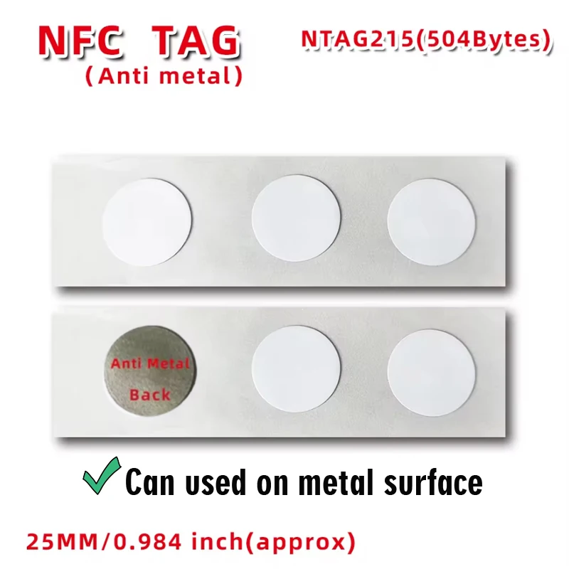 10 Шт. Антиметаллические RFID-бирки Ntag215 Постоянные NFC-наклейки