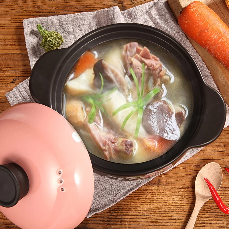 

Crock Soup Pot Ceramic Casserole Stew Pot Gas Open Flame Household Claypot High Temperature Resistant