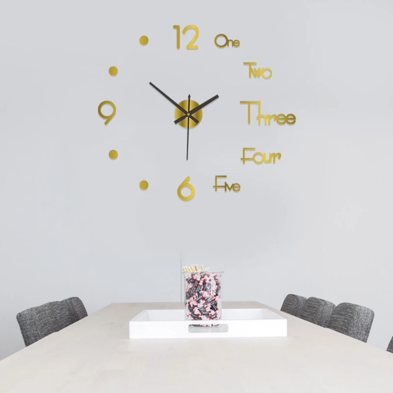 Simple  Modern Design Digital DIY Clock Silent Wall Clock Room Living Wall Decoration Home Decor Punch-Free Wall Sticker Clock