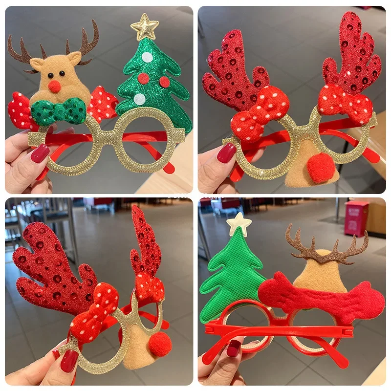 Christmas Party Glasses 1pcs Christmas Glasses Santa Claus Snowman Elk Xmas Tree Glasses DIY Photo Props Kids Gifts Happy New Year Party Decoration