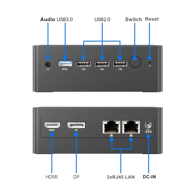 Topton 12th Gen Mini PC Alder Lake Intel N100 Quad Core DDR5 8G/16G 4800Hz Windows 11 Dual LAN Firewall Router Gaming Computer 6