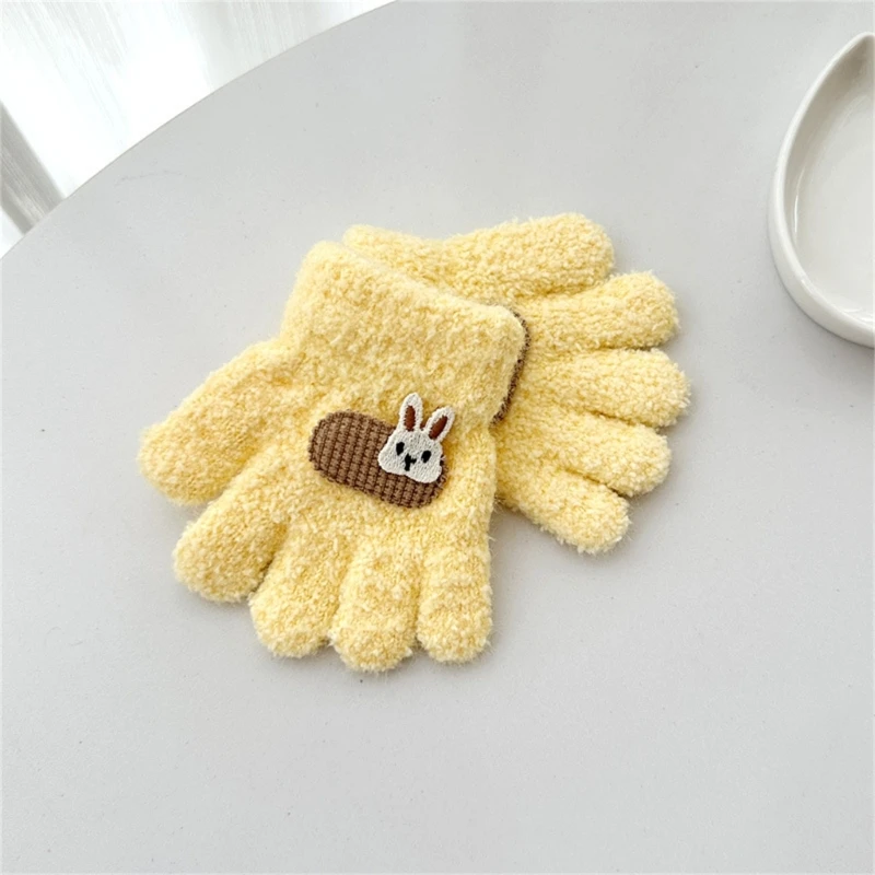 Cosy Winter Gloves for Kids Ages 1 to 3 Year Soft and Warm Five Finger Mittens 69HE