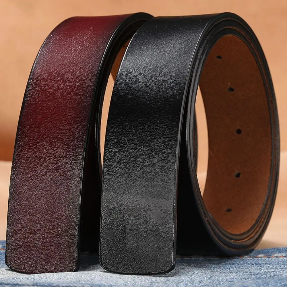 

Casual Craft DIY Luxury Brand Designer Genuine Leather Belt 3.3/3.8cm with Hole No Buckle Girdle Classic Waistband