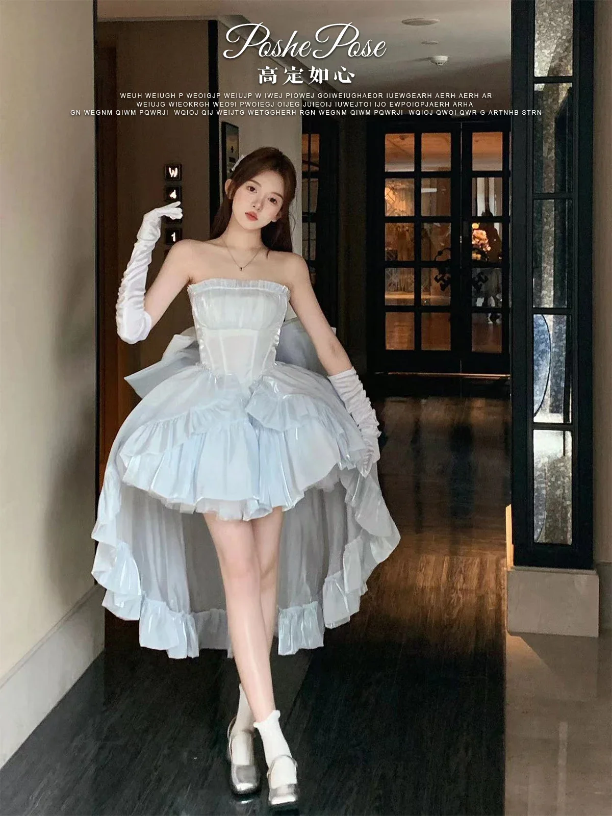 女性の裸の肩の妖精のプリンセスドレス、トレーニングロリータ、女の子