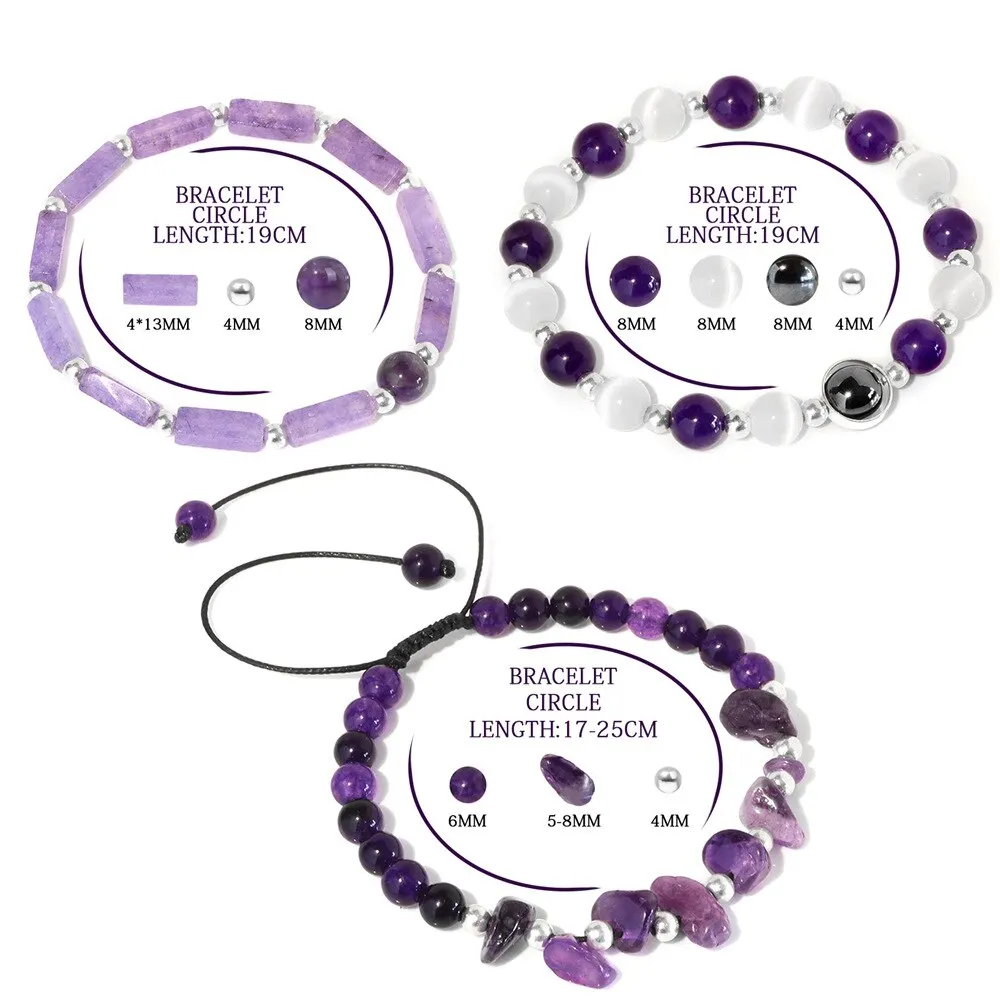 Amethyst Healing Bracelet Set for Wellness and Mindfulness
