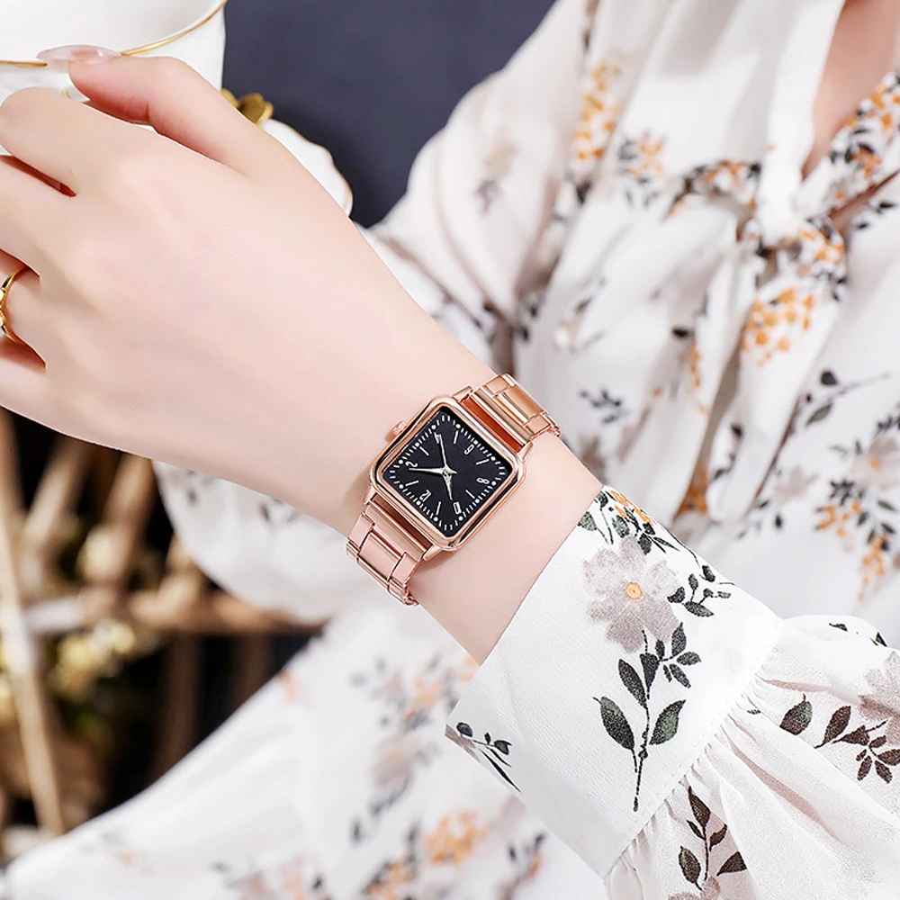 Watchs Ladies Noctilucent Digital Watch  Women Square Female Clock Top Brand Luxury Golden Quartz  WristWatc 4
