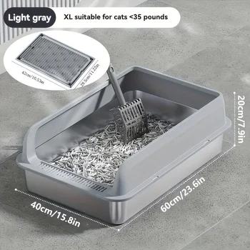 Extra Large Stainless Steel Cat Litter Box with Mat 1