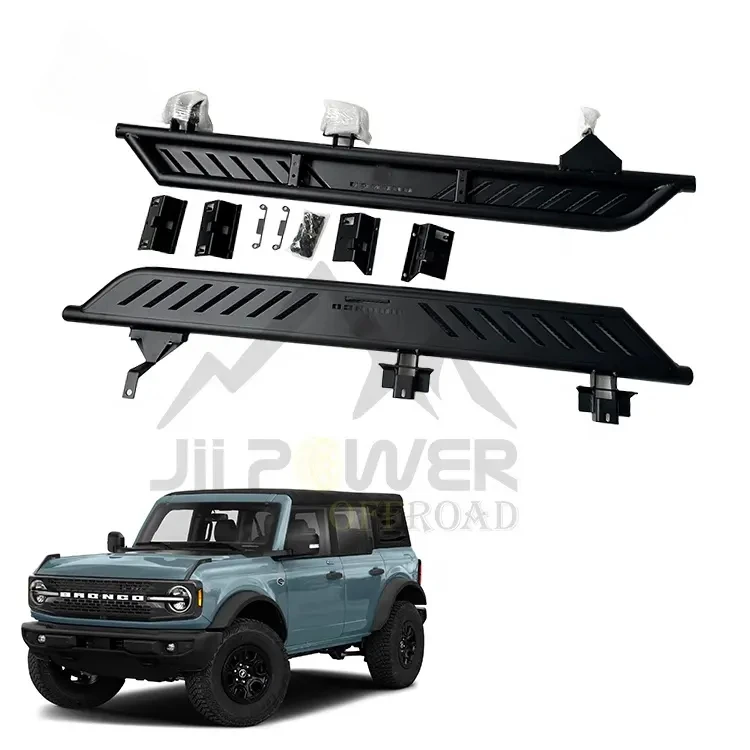 

Matte Black Steel Rock Slider Side Step Running Boards for Ford Bronco 2021 2 DOOR 4 DOOR