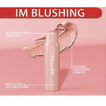 Heallor Blush Stick Contour Cream Blusher Multi-use 6 Colors Waterproof Long-lasting Lip Cheek Eye Shadow Stick Face Makeup Cosm - Thumbnail 6
