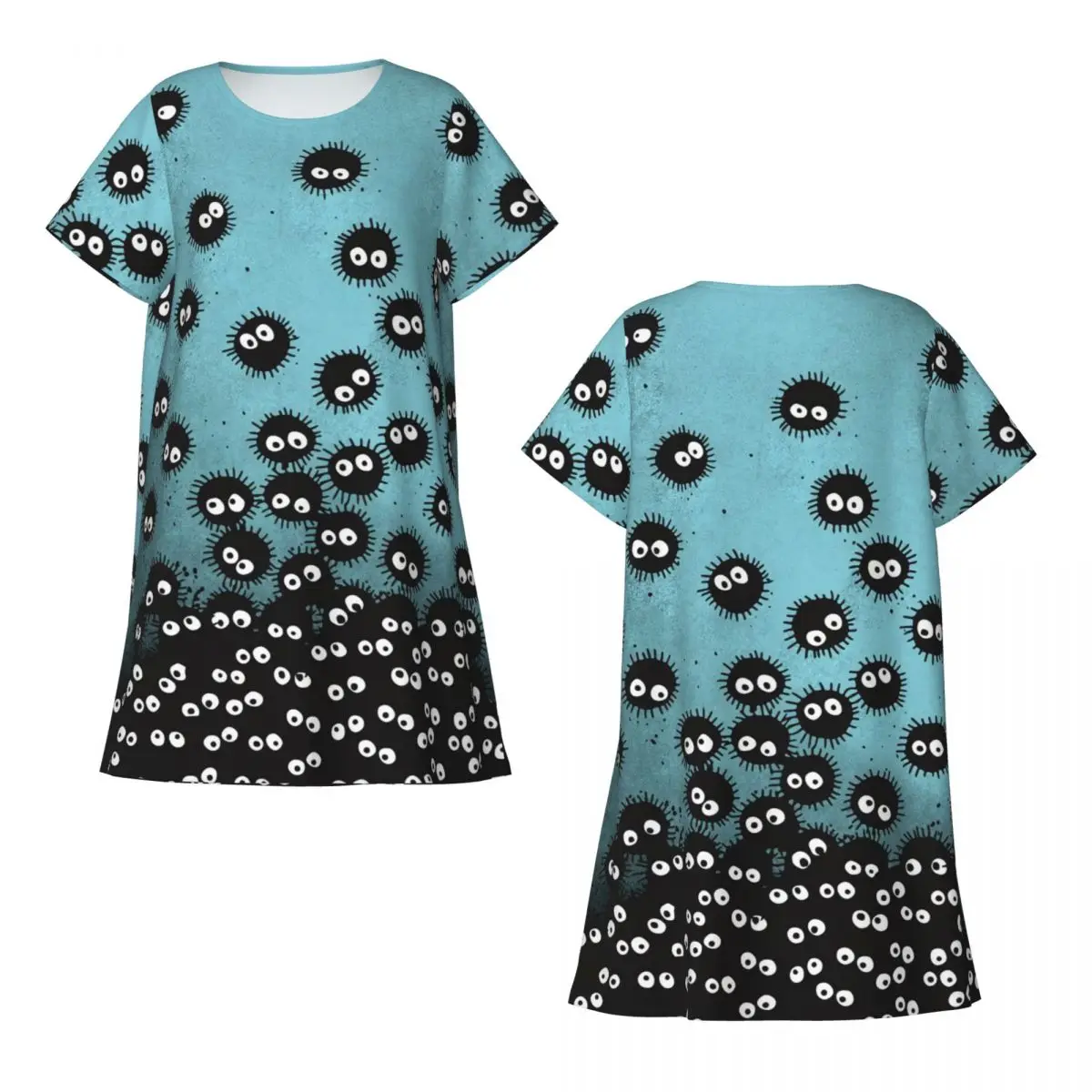 Totoroes Women Nightgown Sleepwear Short Sleeves 3D Print Anime Manga For Vacations Travels Sleepdress Women's Pajamas