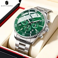 SAPPHERO Montre Homme Quartz Luxe Chronographe Sport Acier Inoxydable Étanche 50M Date Lumineux Montre Bracelet Élégante Business 1