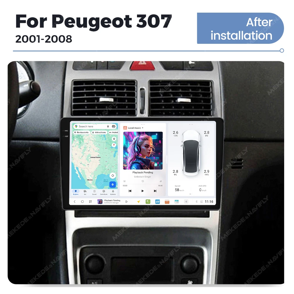 DUDUAUTO Drahtlose Carplay Android Auto Für Peugeot 307 307CC 307 SW Auto Radio Stereo Multimedia Player DSP BT WIFI Dual Band GPS – Detail 6