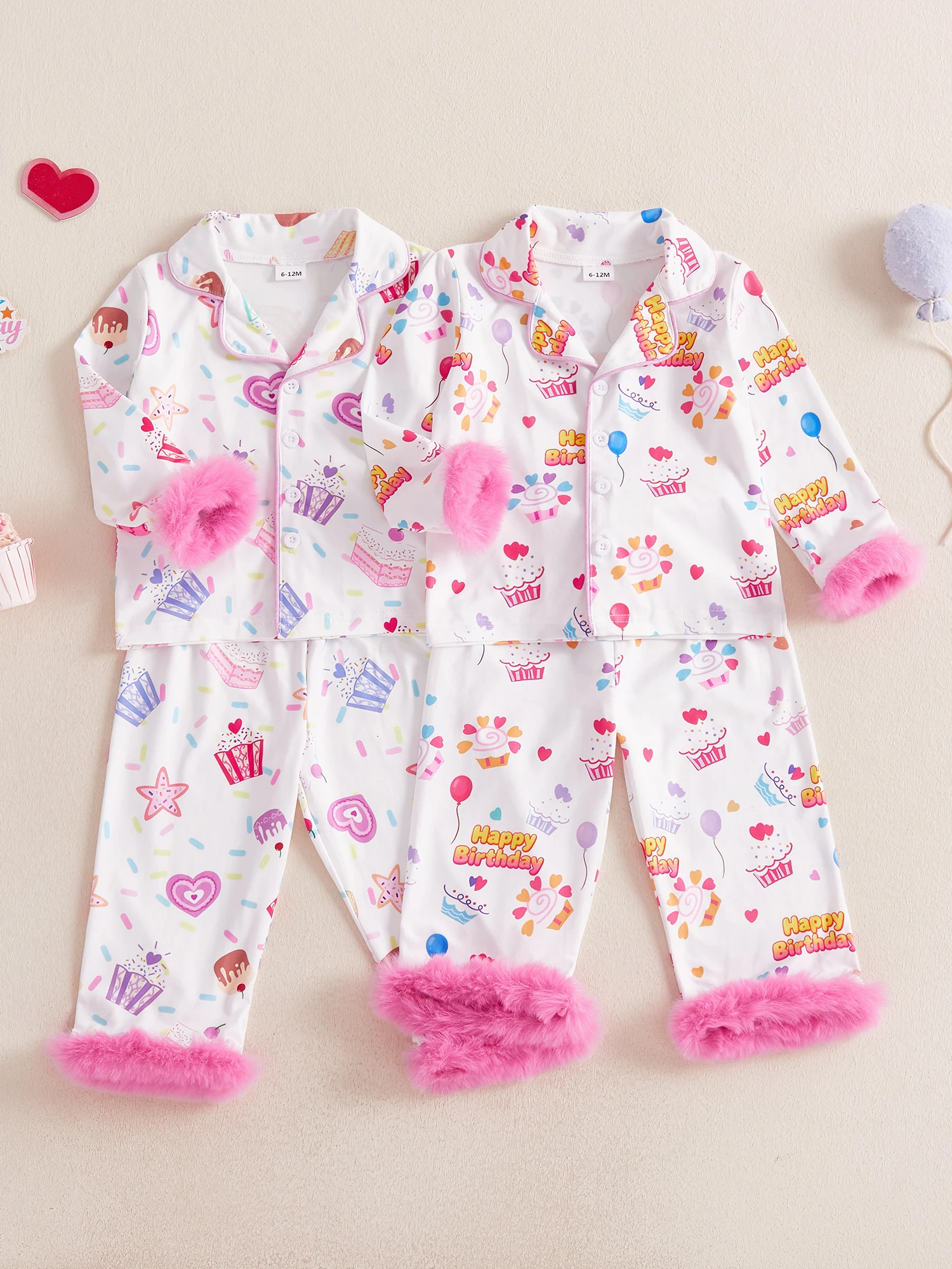 Girls Unicorn Pajamas Set Rainbow Print Long Sleeve Tops with Elastic Waist Pants Sleepwear for Birthday Kids
