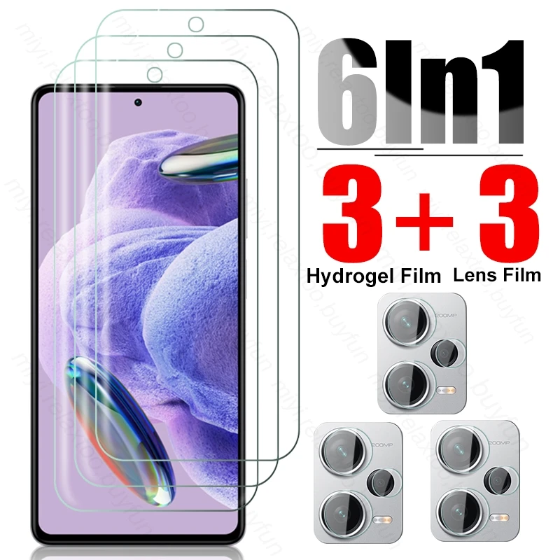 

6 In 1 Soft Hydrogel Film Screen Protectors For Xiaomi Redmi Note12 4G 5G Camera Glass On Redmy Readmi Note 12 Pro Plus Pro+ 5G