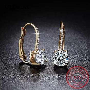 18K Gold 2 Carat Moissanite Hoop Earrings 8mm Lab Diamond Earring for Women Original 925 Silver Jewelry Huggies