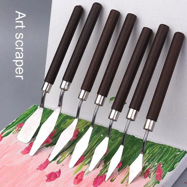Tight Connection Oil Painting Scraper Oil Painting Supplies Scraper  Mahogany Stainless Stainless Steel Cream Mixing Spatula - AliExpress