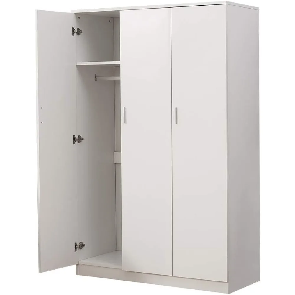 3 Door Armoires Wardrobe Closet with Clothes Hanging Rail, 6 Storage Shelves Cupboard Unit Bedroom Furniture 5