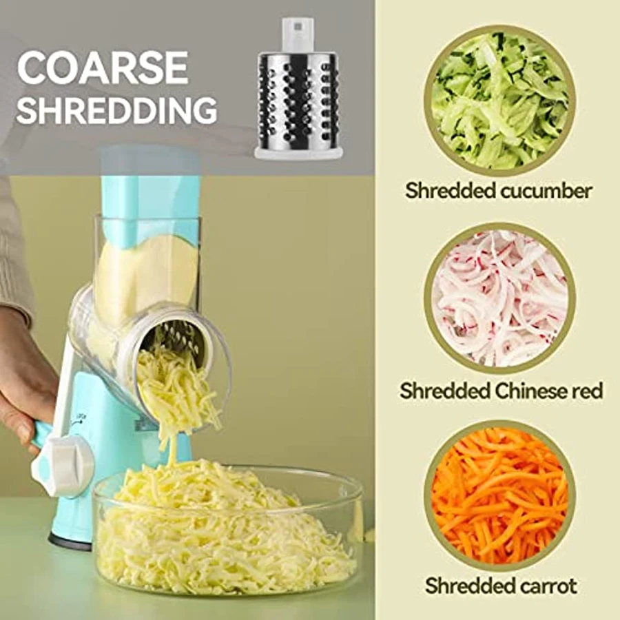 1pc Rotary Cheese Grater Shredder Chopper Round Tumbling Box Mandoline  Slicer Nut Grinder Vegetable Slicer, Hash Brown, Potato With Strong Suction  Base