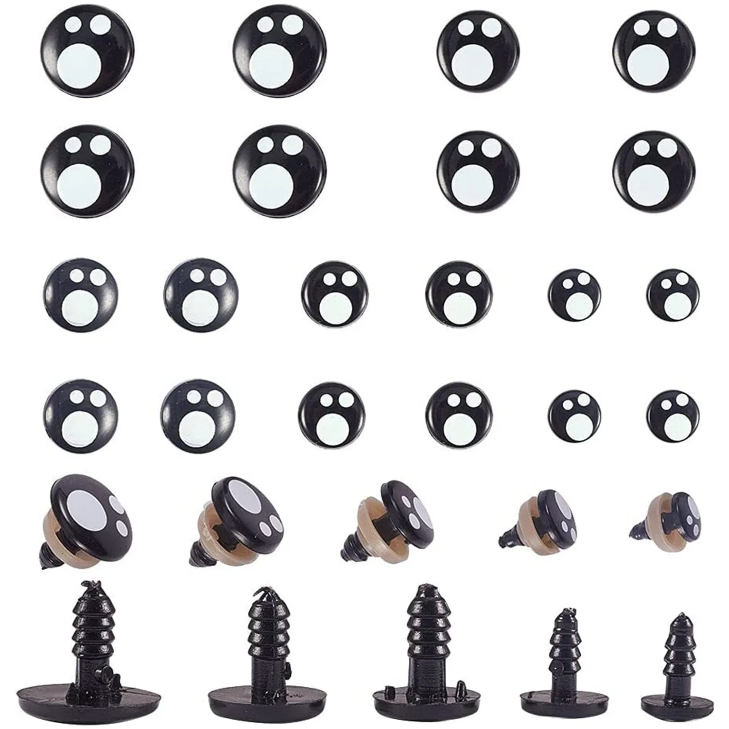 200Pcs 10mm Safety Eyes for Crochet Plastic Black Safety Eyes for Stuffed  Animals Craft Eyes with Washers