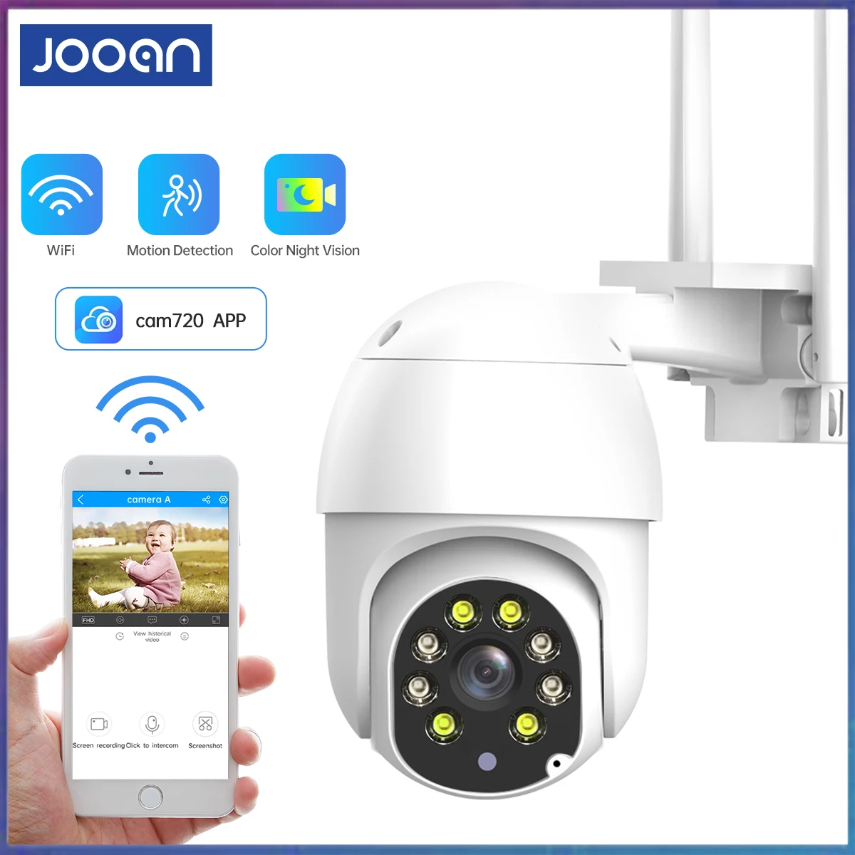 Jooan 3mp 5mp Outdoor Ptz Wifi Ip Camera 4x Digital Zoom Color Night
