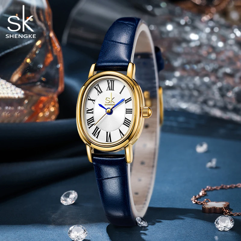 Shengke SK Elegant Woman Quartz Wrist Watches Original Design Leather Strap Ladies Clock Top Luxury Women's Watch Montre Femme