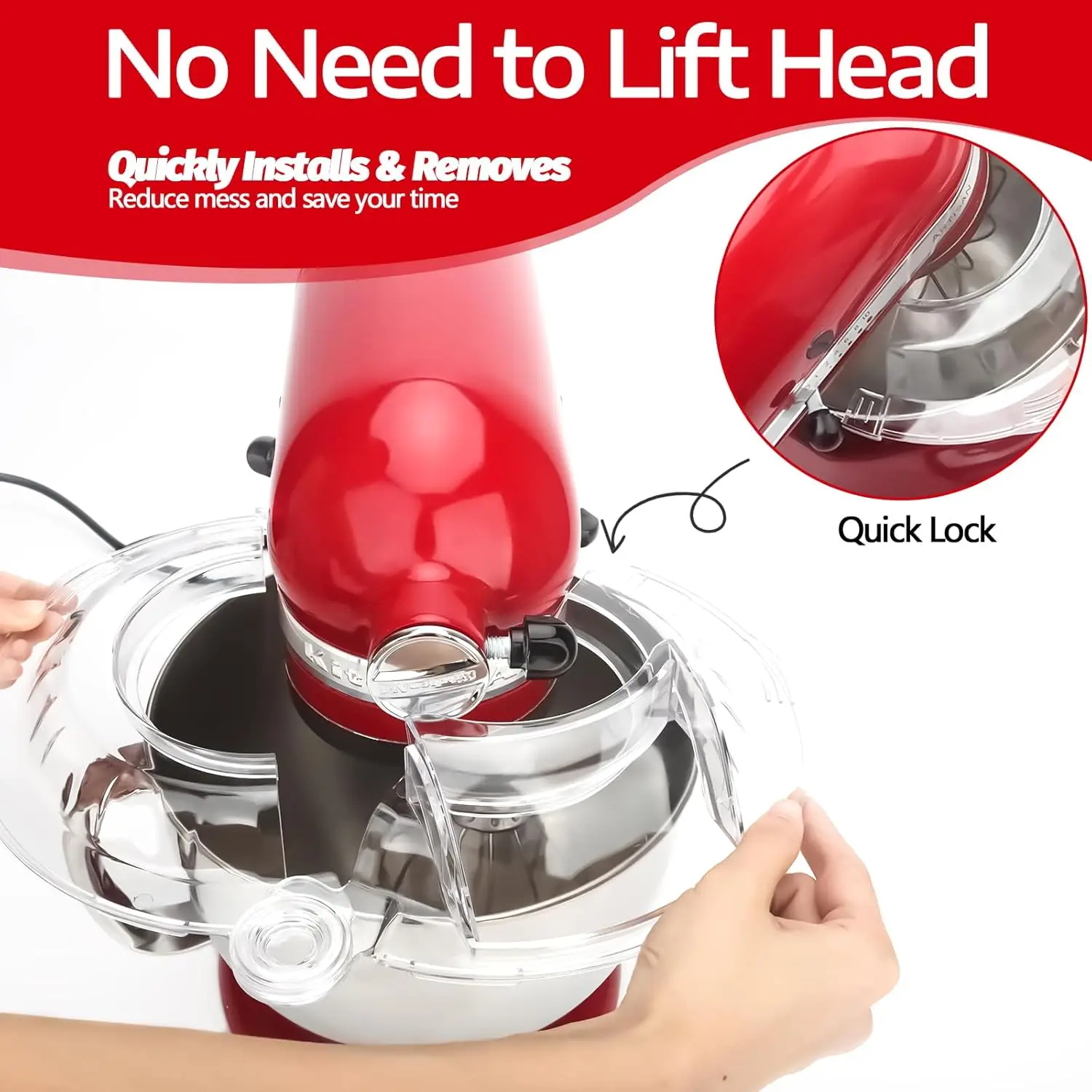 Pouring Shield for KitchenAid 4.5-5QT Mixer Bowl Splash Guard KitchenAid Tilt-Head Stand Transparent Replacement Tools Accessory
