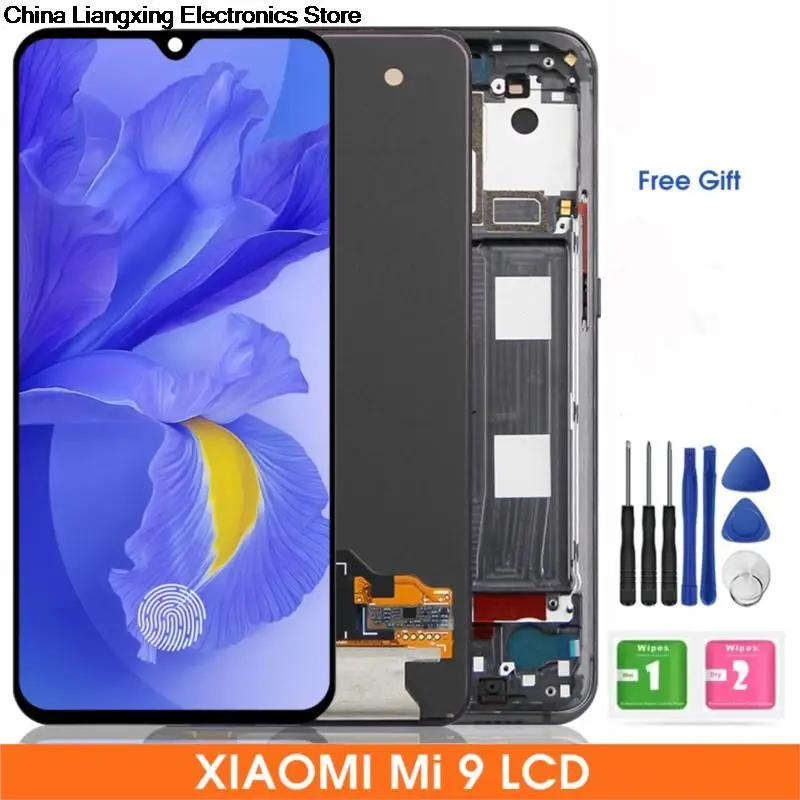 

6.39 super amoled mi9 tela para xiaomi mi 9 display lcd com tela de toque digitador assembléia para xiaomi9 m1902f1g lcds