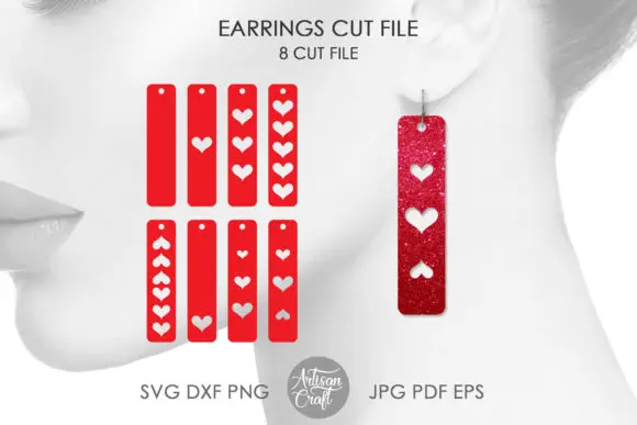 Heart Earrings Set of 165 Laser Files for Cutting SVG DXF DWG CDR and Digital Multilayer Layout Files Laser Engraving Wood Boring Machinery